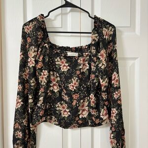Abercrombie Floral Black Top
